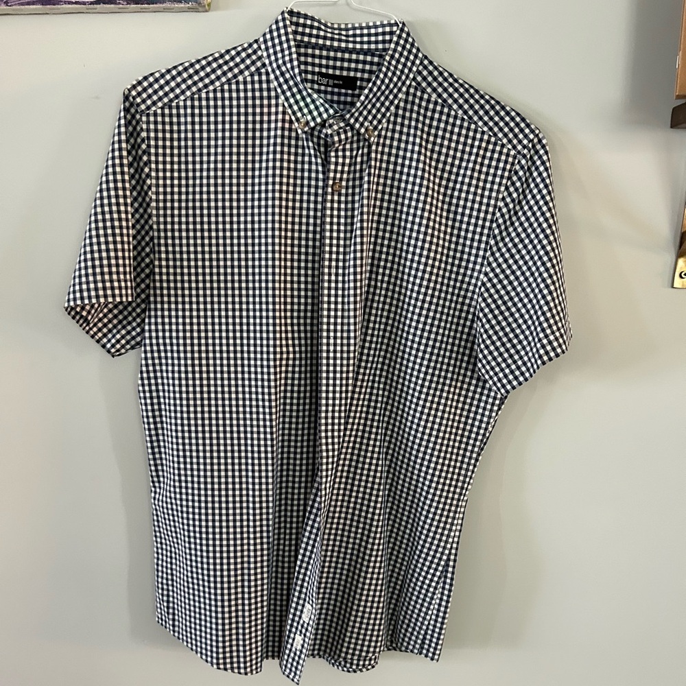 Bar III Men's Black and White Gingham Shirt